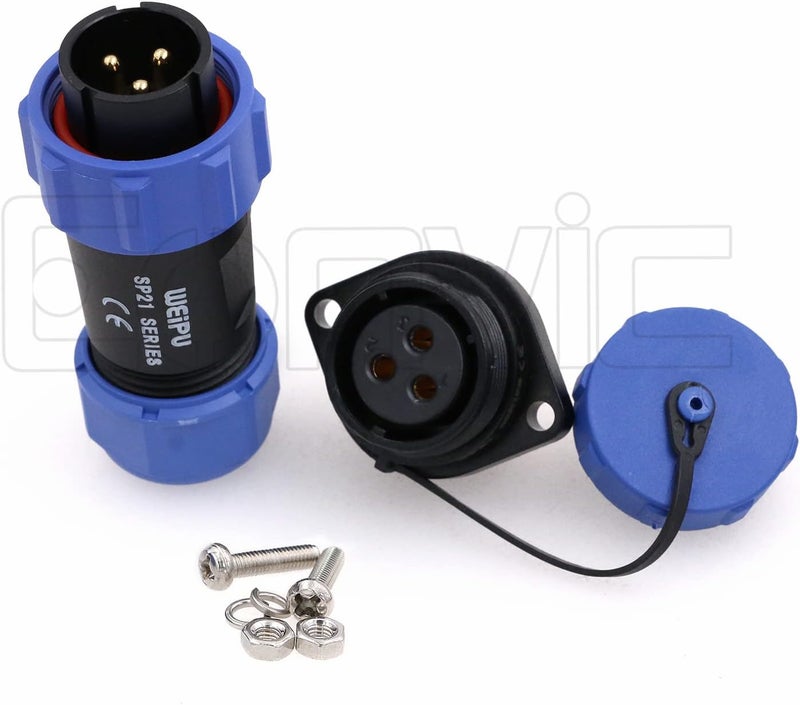 Eonvic Weipu SP21 2-12 Pin Male Plug Female Socket Flange Waterproof IP68 Connector Cable Industrial Circular Solar Electrical Connector (3Pin) - Image 3